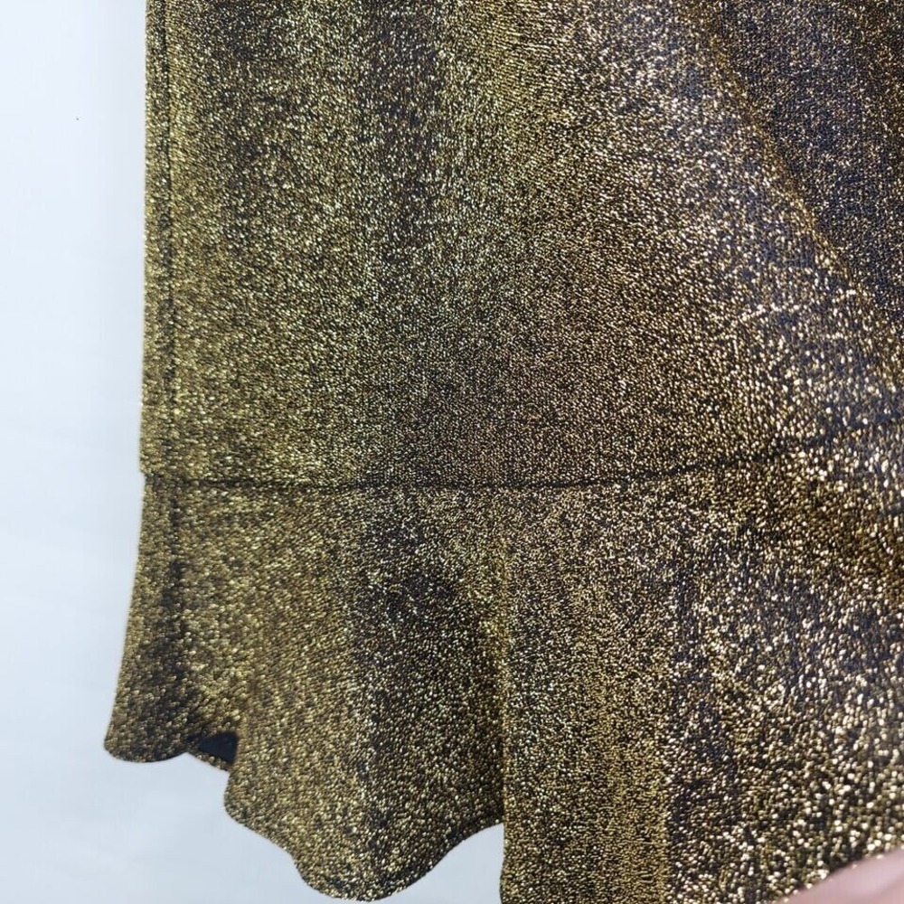 Michael‎ Kors Women Skirt L Gold Metallic Shimmer Hi Lo Stretch Trumpet Disco - Picture 5 of 13